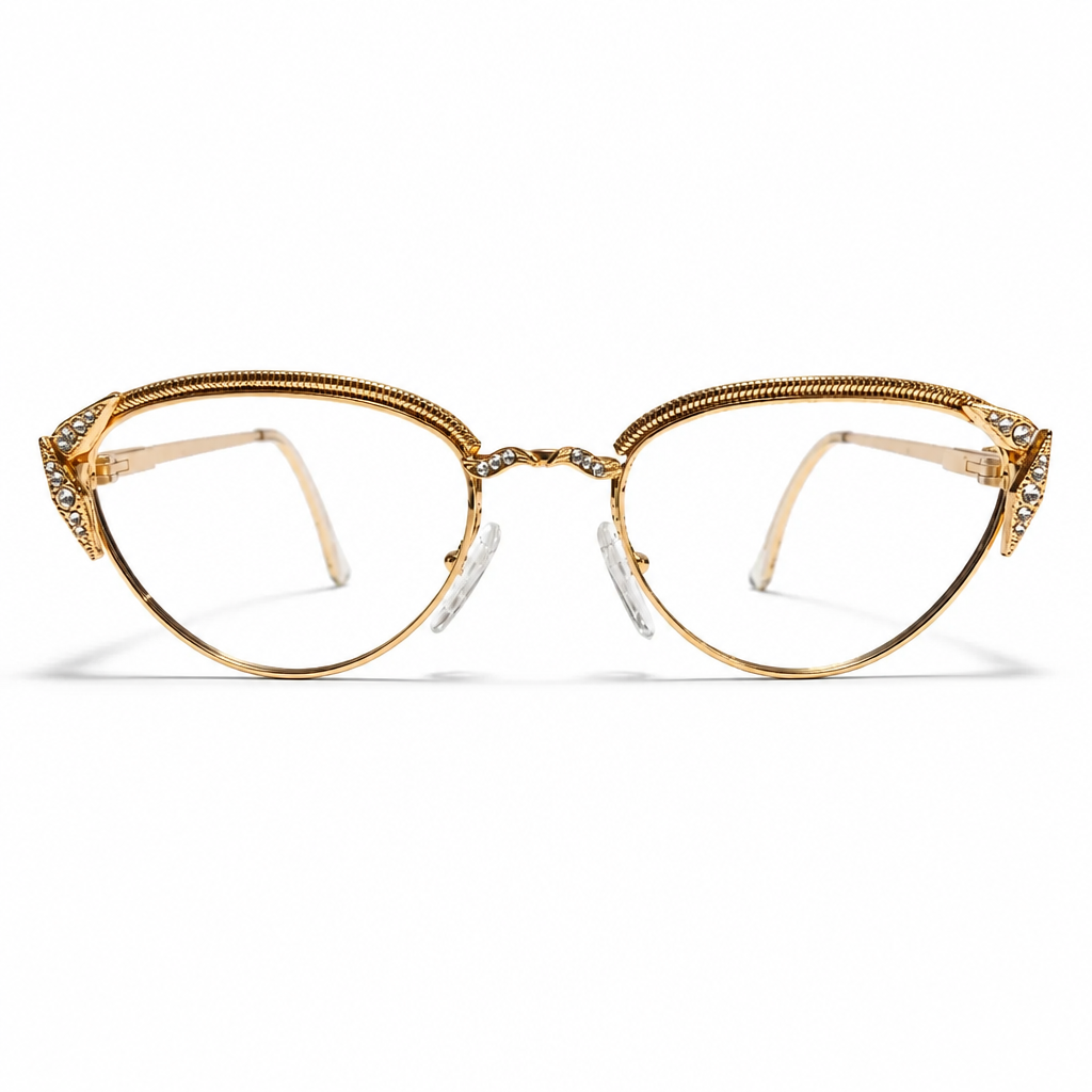 cateye späte 80er goldfarbend mit Straß von Tofi , Made in Italy