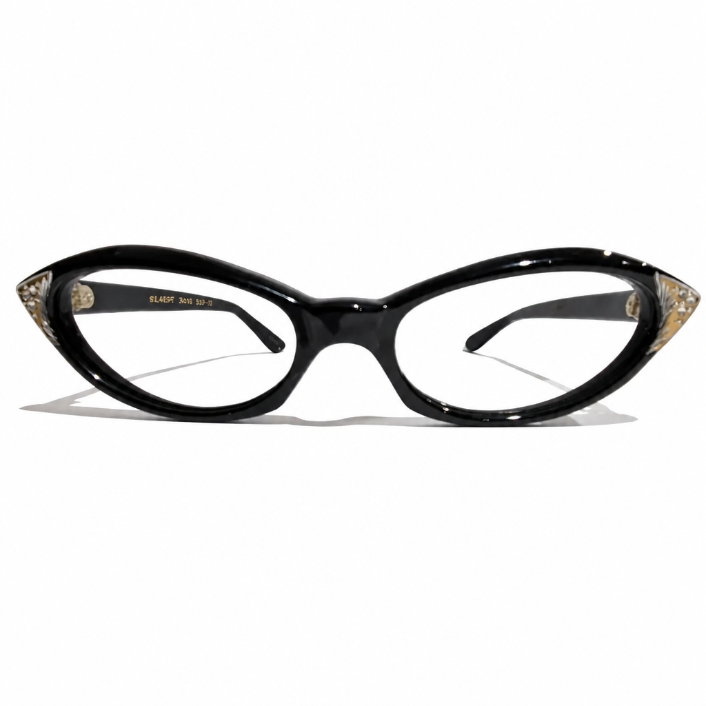 1789546591126 Cateye Acetat schwarz mit Straß original 50er Jahre